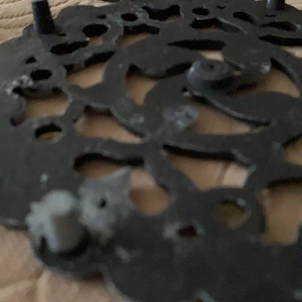 Vintage Black Cast Iron Trivet with Hook